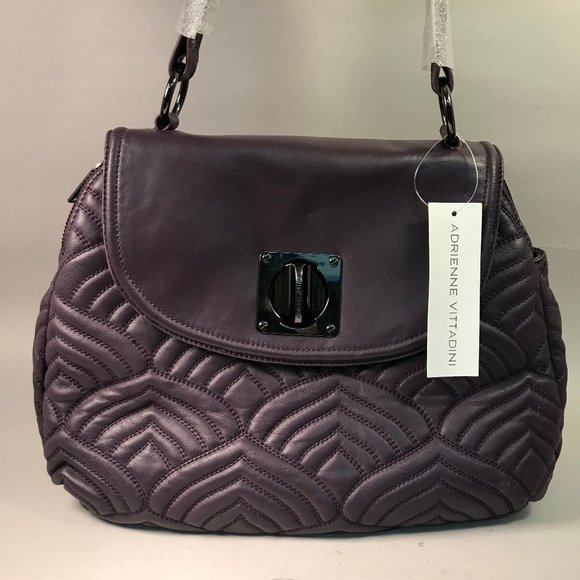 Adrienne Vittadini Handbags - New Adrienne Vittadini Purple Leather Quilted Bag